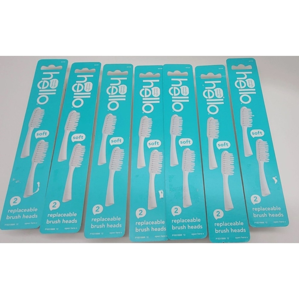 Hello Brand Replaceable Brush Heads Soft 2 Pack Lot of 7 Packs (14 Heads Total)